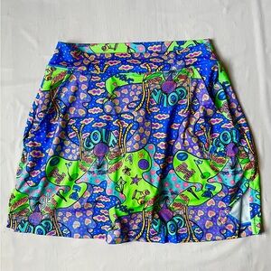 Bella groovy print golf skort size S A-line skirt attached compression shorts